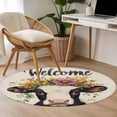 thumbnail image 5 of 4ft Washable Round Rug, Cow Non-Slip Circle Area Rug for Living Room Bedroom, Welcome Indoor Floor Mat for Home Decor, 5 of 9