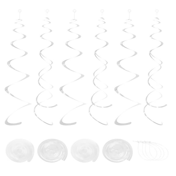 24 Pcs Silver Party Hanging Swirls Single Strip Hanging Decorations Foil Swirling Hanging Hang Tag Hook & Strip
