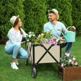 thumbnail image 4 of HAUSHOF Heavy Duty Folding Utility Wagon, Collapsible Outdoor Cart with Quick Release Wheels, Adjustable Handle, 2 Cup Holders, 176 lbs Load Capacity, for Camping, Garden, Beach – Green, 4 of 8