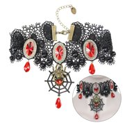 COXEER Choker Necklace Retro Spider Web Statement Necklace Lace Necklace for Halloween