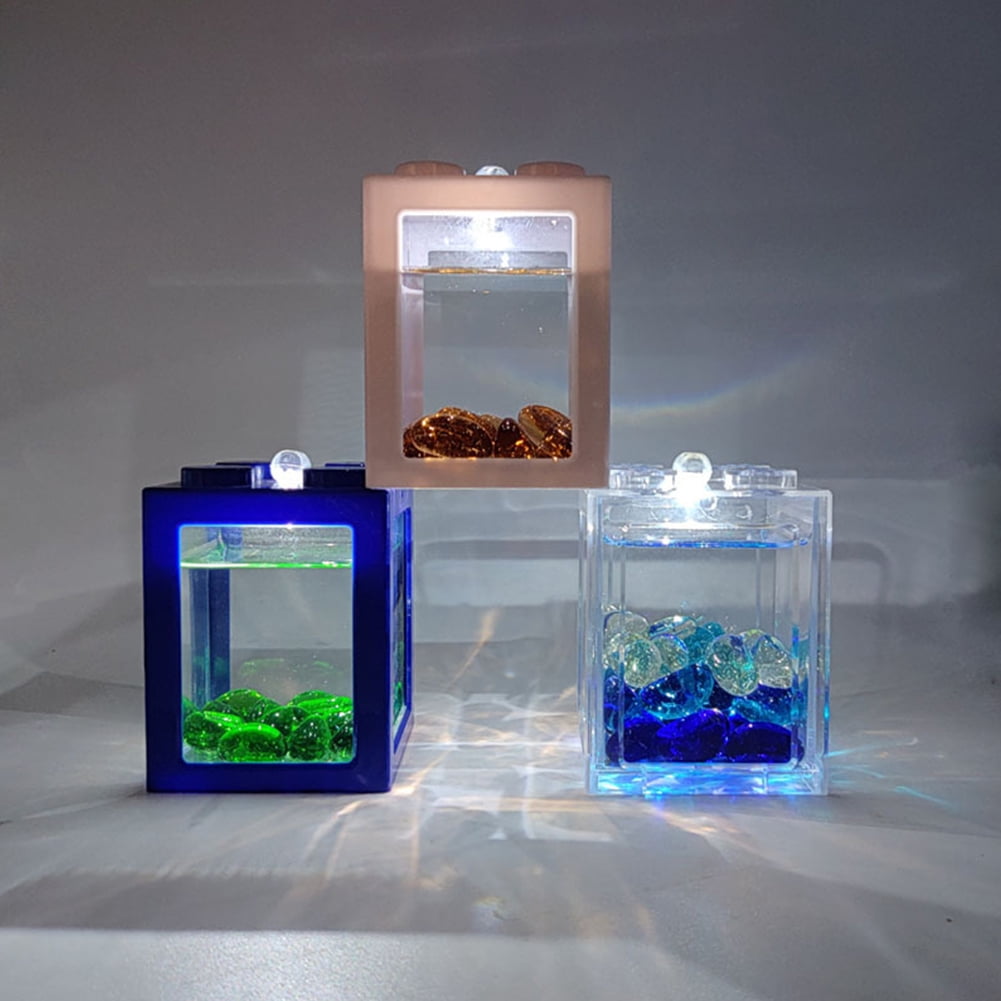 1Piece Acrylic Fish Bowl Transparent Desktop Ecology Box with Light