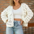 thumbnail image 2 of Distressed Openwork Knitted Cardigan Long Sleeve Lightweight Loose Fit Boho Lace Up Front Outerwear Garment Women Casual Dress Sweater Long Sleeve Hoodie Womens Long Hooded Sweatshirt, 2 of 4
