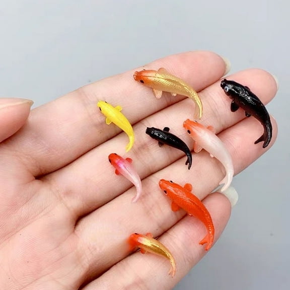 CATIEBYE 8pcs Miniature Fish Props PVC Assorted Color