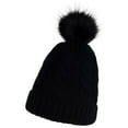 thumbnail image 5 of Clearance! Baberdicy Kids Winter Hat Toddler Knitted Pom Beanie Hat Cotton Lined Faux Cap Baby Girls Boys Hat Black, 5 of 5