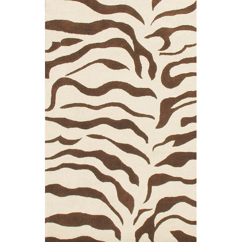 Hand Tufted Wool Brown Area Rug, Brown Zebra Print Rug