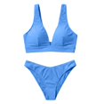 thumbnail image 6 of Womens High Waisted Thong Bikini Sets Triangle Top Deep V Neck Two Piece Swimsuit Bathing Suits Blue L(L), 6 of 6