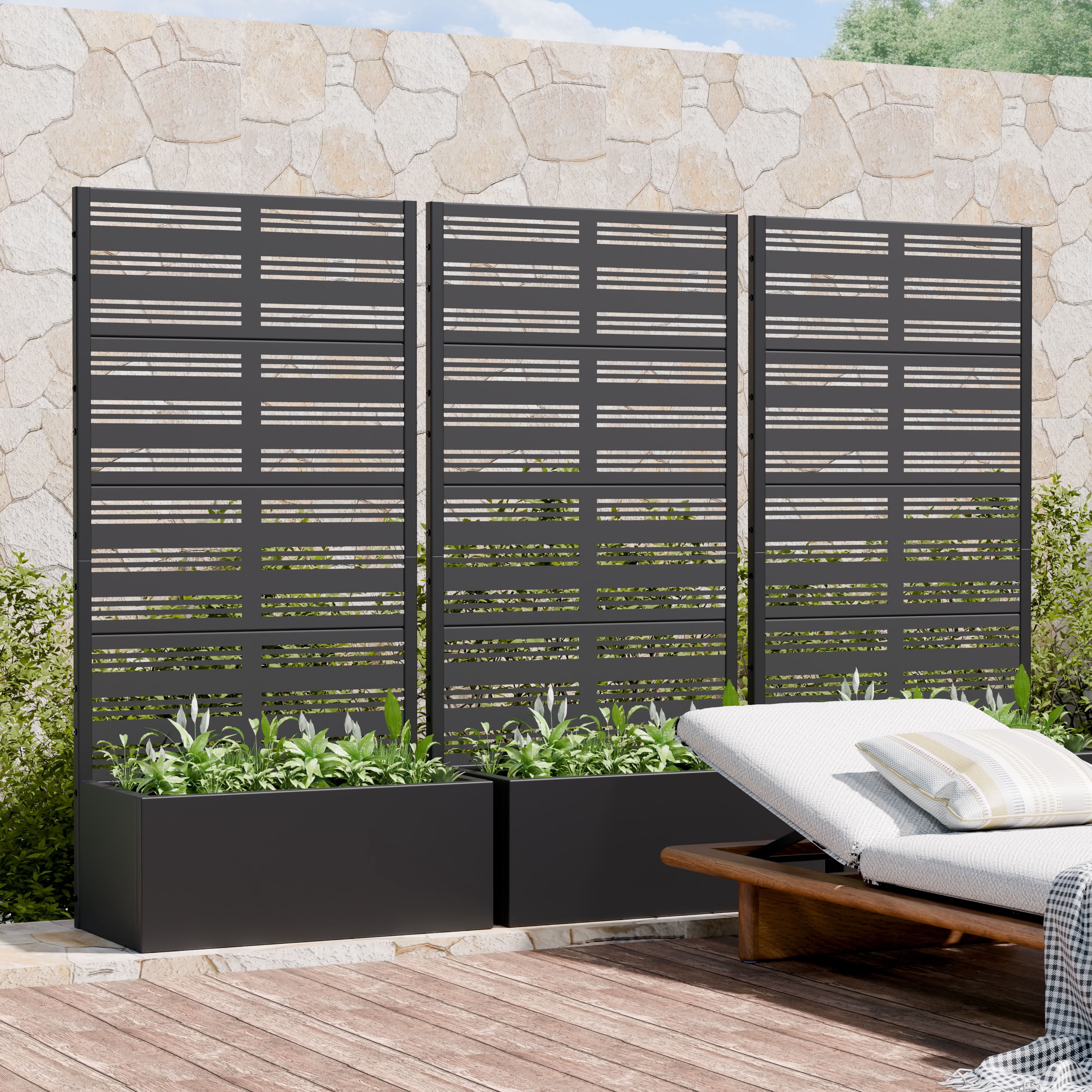 MAYEERTY 59*30in Outdoor Metal Planter Box, Tool Free Assembly Planter, Small Patio Planter Box for Patio, Garden, Yard