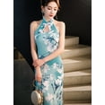 thumbnail image 6 of Cheongsam Women Sexy Backless Dress Sleeveless Floral Vintage Dress Long Qipao S to 5XL, 6 of 7