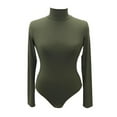 thumbnail image 3 of Long Sleeve Turtleneck Bodysuit For Women Stretchy Romper Jumpsuit Shapewear Basic Solid Bodycon Underwear Leotard Tops S-XL, 3 of 6