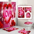 thumbnail image 2 of 3D Digital Printing Shower Curtain Home Happy Shower Bathroom Products Personalized Printing Romantic Rose Bathroom Floor Mat Base Mat Toilet Mat Set, 2 of 9