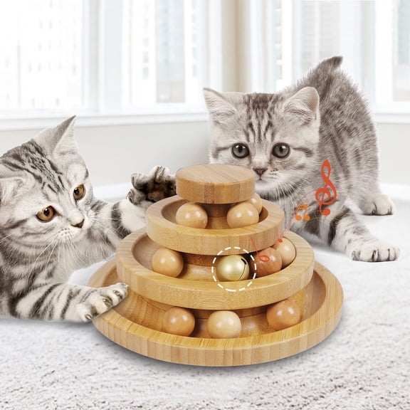 Cat Ball Track,Cat Ball Toy,Kitty Toys Roller,3-Level Cat Ball Tower with 9 Removable Balls,Interactive Cat Toy,Circle Track DIY Fun Toy for Kitten Mental Physical Exercise
