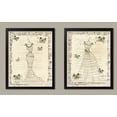 thumbnail image 1 of Vintage Womens Fashion Silhouette Forms; Butterfly and Music Sheet Background; Two 11x14in Black Framed Prints; Ready to hang!, 1 of 1