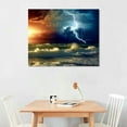 thumbnail image 2 of COMIO  Lightning Seascape Wall Art Stormy Sea Ocean Wave Picture Prints on Canvas Nature Weather Poster Prints for Home Office Artwork Wall Decor, 2 of 4