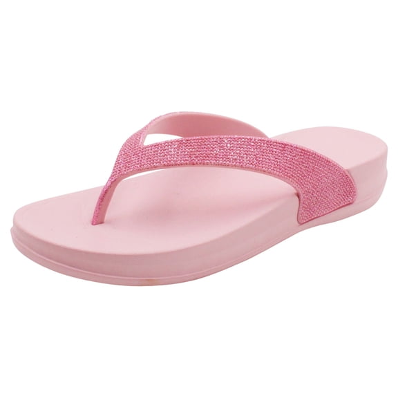 LAVRA Women's Arch Support Bling Flip Flops Sparkle Summer T-Strap Sandals