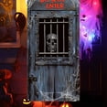 thumbnail image 4 of DAMAI Halloween Door Cover 70x35 Inch Do Not Enter Wooden Doors Chains Skeleton Eyes Creepy Wall Banner,Scary Halloween Door Hanging Curtain for Front Porch Party Decoration Indoor Outdoor, 4 of 6