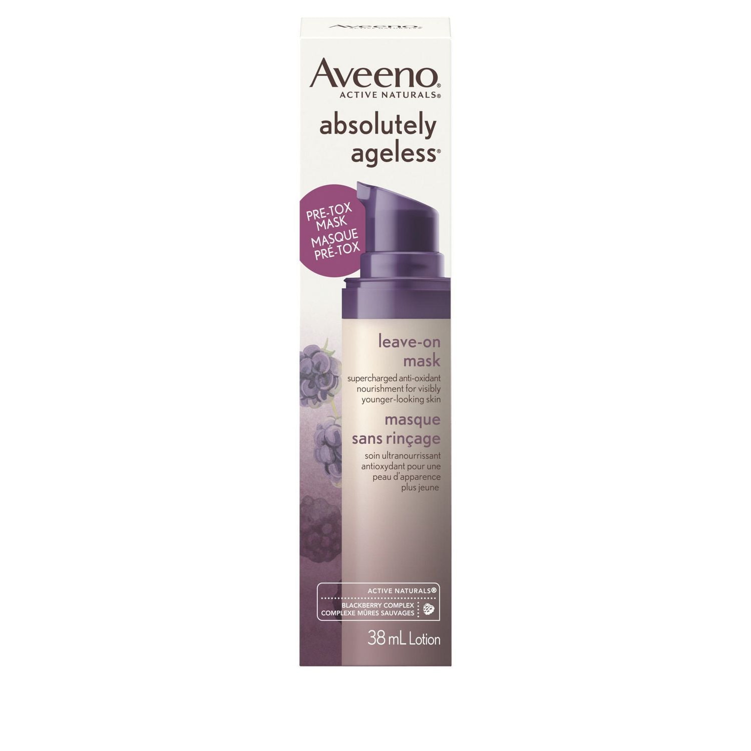 Aveeno Absolutely Ageless Pré-Tox Masque quotidien sans rinçage en lotion, Hydratant antiâge, Non comédogène et hypoallergénique, 38 ml
