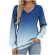 thumbnail image 2 of Heisall Womens Tops V-Neck Long Sleeve Loose Casual T-Shirts Gradient Color Fashion Blouse, 2 of 5