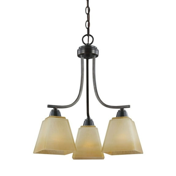 Sea Gull Lighting 3213003-845 Parkfield - Three Light Chandelier Flemish Bronze Finish with Creme Parchment Glass