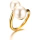 thumbnail image 1 of Anillo envolvente de perla doble simulada: acero inoxidable chapado en oro Lar, 1 of 4