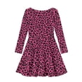 thumbnail image 5 of DISNIMO Pink Leopard Print Dress for Girls Leopard Print Dress Size 15/16 Girls Dresses for Fall Season Dresses for Girls Crew Neck Dress Long Sleeve Kids Midi Dress Children Skater Dress for Teens, 5 of 6