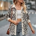 thumbnail image 2 of PEZHADA Womens Shacket Jacket New Leopard Print Button Long Sleeve Jacket Shirt Coat with Pocket Beige, 2 of 6