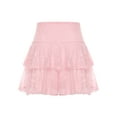 thumbnail image 4 of Doomiva Women's Lace Layered Mini Skirt Outfits A Line Cute Tiered Ruffle Skirt Y2K Streetwear Pink S, 4 of 6