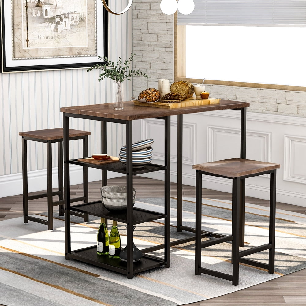 Details about   Pub Dining Set Table Stools Furniture Home Indoor Kitchen Restaurant Use 3 PCS 