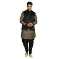 thumbnail image 1 of Saris and Things Hommes Grès & Mariage Noir Kurta Pyjama avec Veste. Ce Produit Est Fait sur Commande., 1 of 5