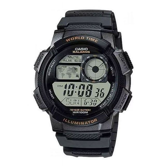 Reloj pulsera digital Casio AE-1000WD-1A con correa de resina color negro
