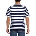 thumbnail image 3 of Bixox Men's Navy Blue And White Stripes Printed Short Sleeve Skinny Athletic T-Shirt, 3 of 6