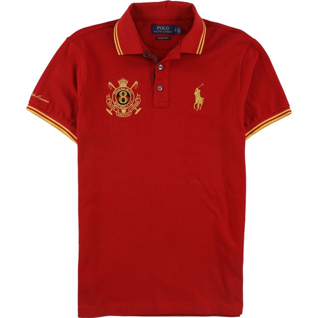 Polo de Rugby Ralph Lauren para hombre personalizado delgado rojo pequeño