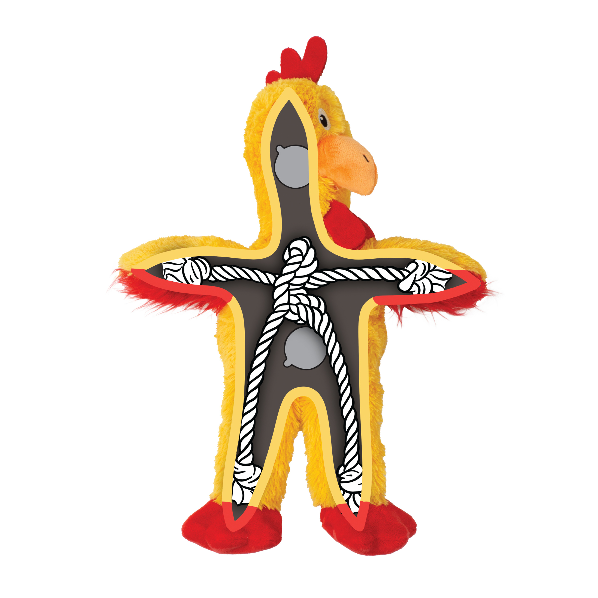 KONG® Knots, LocalFinds Chewable 1-Piece Knot Chicken with 2 Squeakers, M/L (1 Pack)