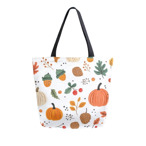 Large opening canvas tote bag, thickened canvas shopping bag, commuter handbag, multi-color available. Hand-drawn Autumn
