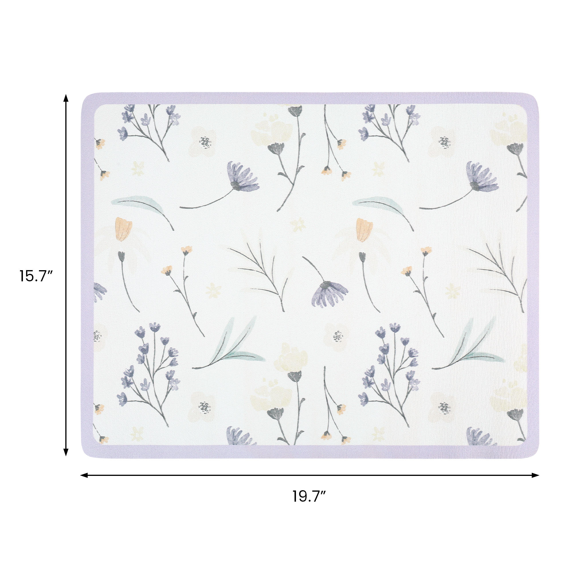 Unique Bargains Floral Quick Dry Dish Drying Mats for Kitchen Purple 19.7*15.7 inch