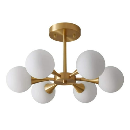 

KCO Lighting Ceiling Light Semi 6 of Light Chandelier Brass Mid Century Ceiling Lamp