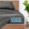 thumbnail image 6 of Bare Home Ultra-Soft Sheet Set - Premium 1800 Collection - Deep Pockets - 4-Pieces - Queen, Modern Plaid - Gray/White, 6 of 8