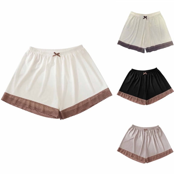 Ahuyic Womens Short Pants Summer Plus Size Pants for Women,Womens Casual Ice Silk Bottom Shorts,White,Plus Size