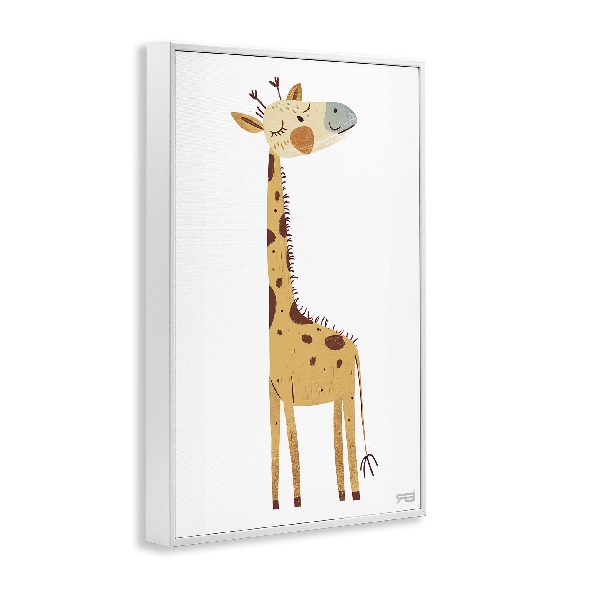 Stupell Industries Happy Giraffe Winking Animals & Insects Painting White Framed Art Print Wall Art, 12 x 18