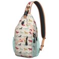 thumbnail image 1 of Horse Lover Sling Backpack, Retro Pony and Unicorn Print Crossbody Bag with Floral Pattern, Cute Travel Accessory for Rural Adventures, 1 of 6