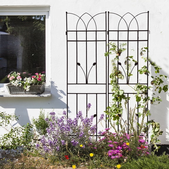 2-Pack Black Rustproof Metal Garden Trellis 71"×17.7" Outdoor Climbing Plant Support