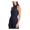 thumbnail image 3 of VINCE CAMUTO Womens Navy Sheer Pleated Scuba Crepe Sleeveless Halter Evening Straight leg Jumpsuit 14, 3 of 4