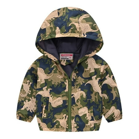 

Juebong Baby Kids Essentials Toddler Kids Baby Grils Boys Long Sleeve Cartoon Print Zipper Hooded Coat Jacket