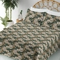 thumbnail image 3 of Ambesonne Nature Fitted & Flat Sheet with Shams 4 Pcs Set, Exotic Leaf Sketch Pattern, Queen, Hunter Green Ivory and Sepia, 3 of 5