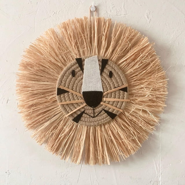 2 piezas de paja nórdica colgante de pared decoración tapiz Animal arte artesanal con cuerda tejida 40 cm para sala de jardín cocina , D D Macarena Tapiz para colgar en la pared