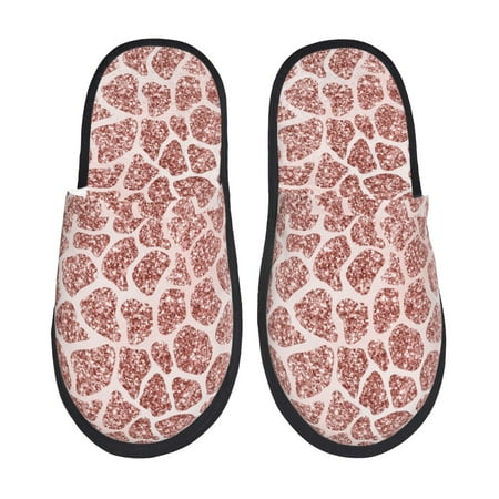 Balery Rose Gold Abstract Spots Slient Indoor Furry Fleece Comfort House Shoes Soft Non-Slip Home Shoes Cotton slippers House Slippers-- Large