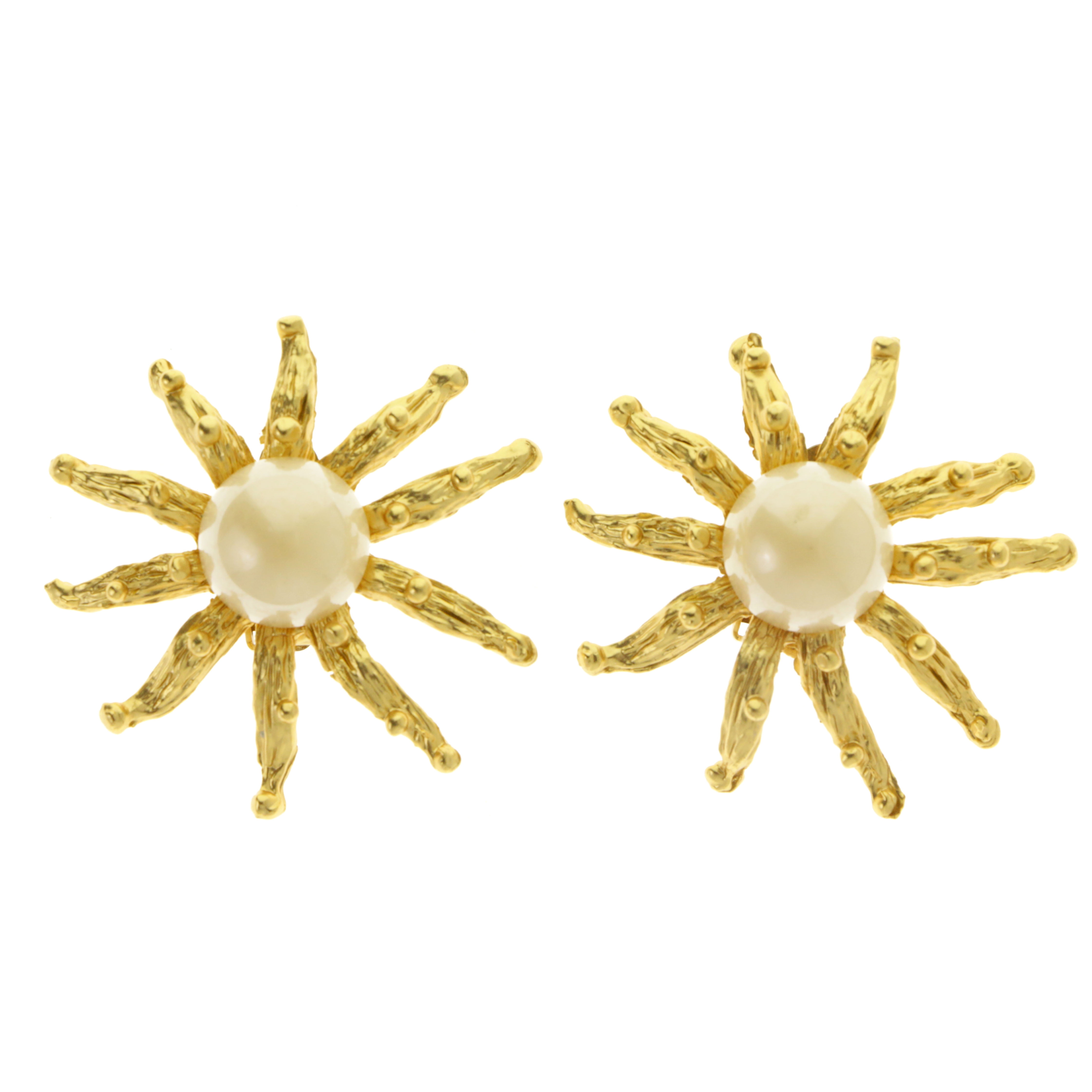 Sun Clip-On-Earrings With Faceted Accents Gold-Tone Color #LQC476 ...