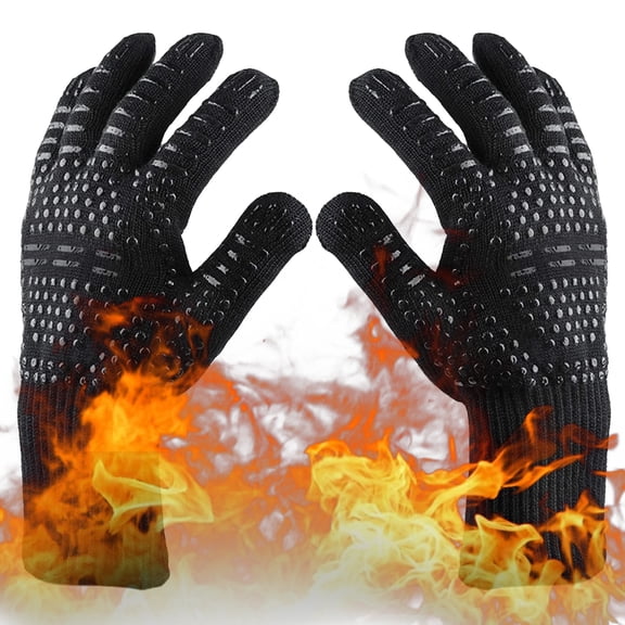 Set of 2 Heat Resistant BBQ Gloves, 932°F Grill Gloves with Non-Slip Silicone, Kitchen Safe Cooking Oven Mitts for Men, Smoker & Barbecue Use