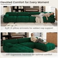 thumbnail image 5 of Magic Home 103.95" Modular Sectional Sofa with Movable Ottomans, Modern Flannel Fabric Deep Seat U-Shaped Cloud Couches Green Couch for Living Room, Apartment, Office, 5-Seat, Green, 5 of 12