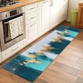thumbnail image 3 of Teal Blue Kitchen Runner Rug 2x6 Washable Runners for Hallway Non Slip Yellow Abstract Art Modern Large Area Rug Indoor Floor Carpet for Bathroom Laundry Entryway Bedroom Living Room, 3 of 8