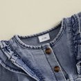 thumbnail image 6 of Cjfdfy Newborn Baby Girl Denim Fall Outfit Romper Ruffle Long Sleeve Button Closure Solid Fall Bodysuit Infant Girl Cute Denim Romper Baby Cowgirl Outfits Casual Fall Winter Clothes, 6 of 9